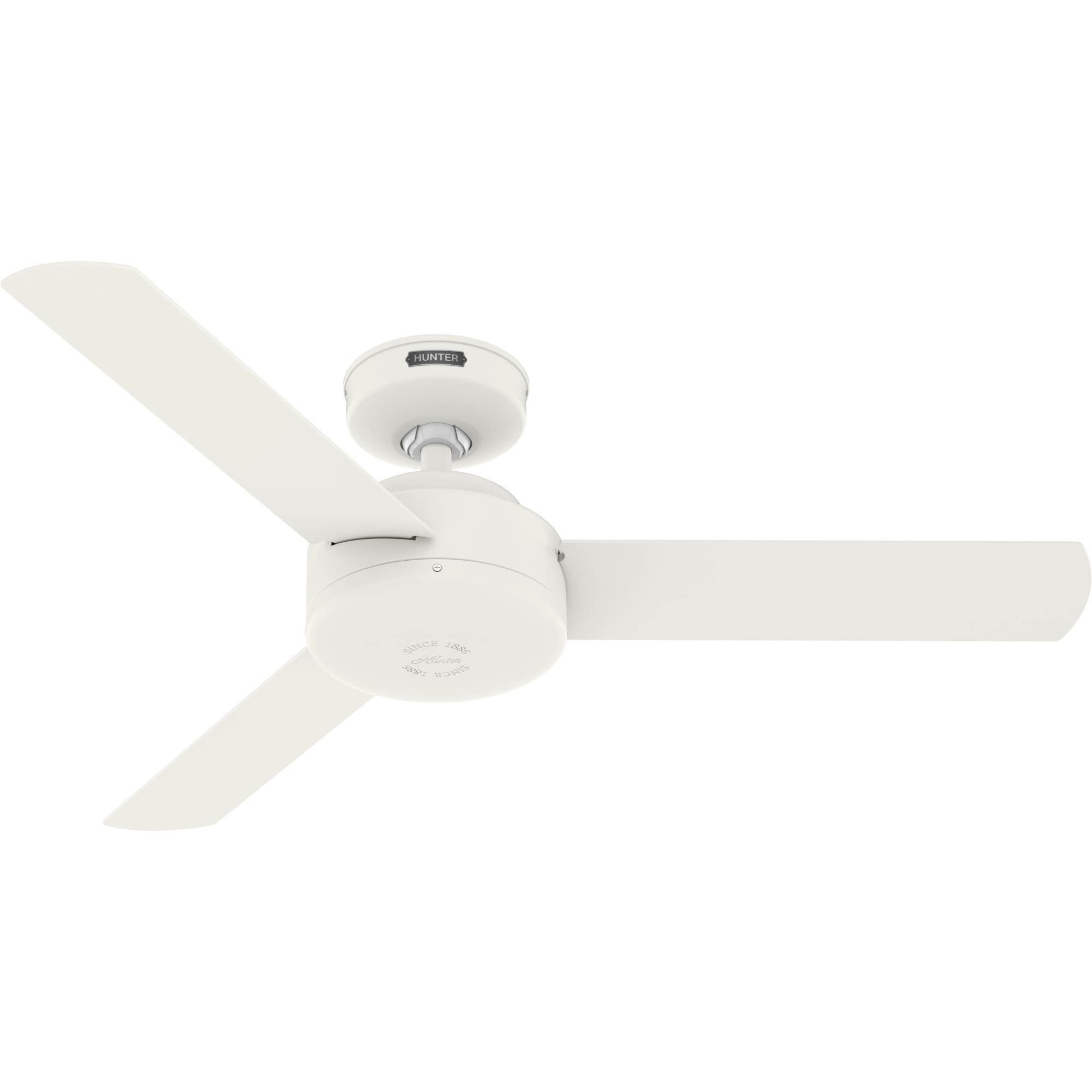 Hunter 44 Inch No Light Ceiling Fan Matte White Modern 3 Blades - Presto 51848 for Bedroom Living Room Kitchen