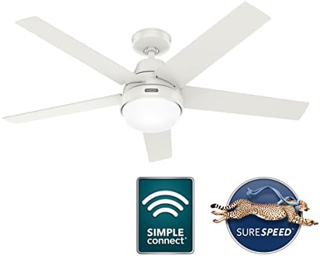 Hunter 52 Inch Indoor Ceiling Fan with LED Light Remote Control - Quiet Modern for Bedroom Living Room Kitchen - Aerodyn