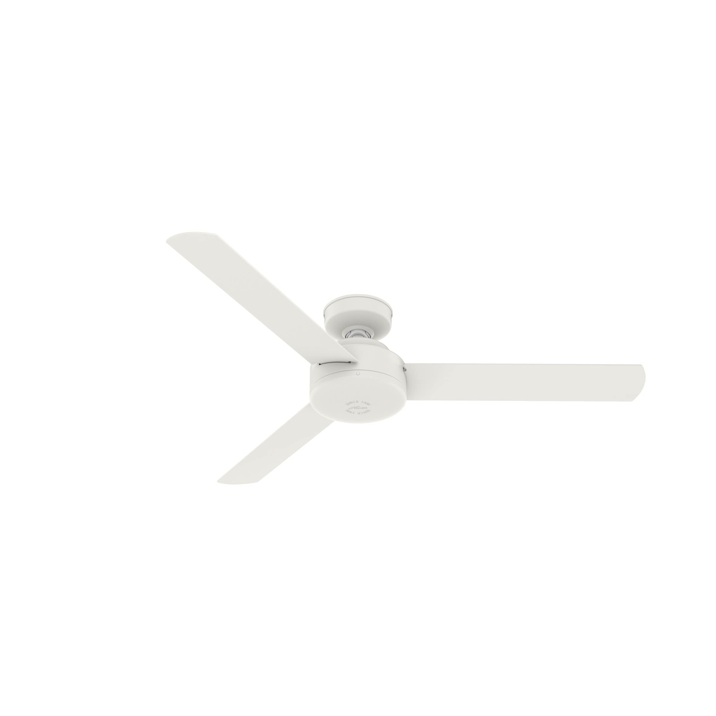 Hunter 52 Inch Matte White Modern Ceiling Fan No Light with Wall Control - Presto 50811 for Bedroom Living Room
