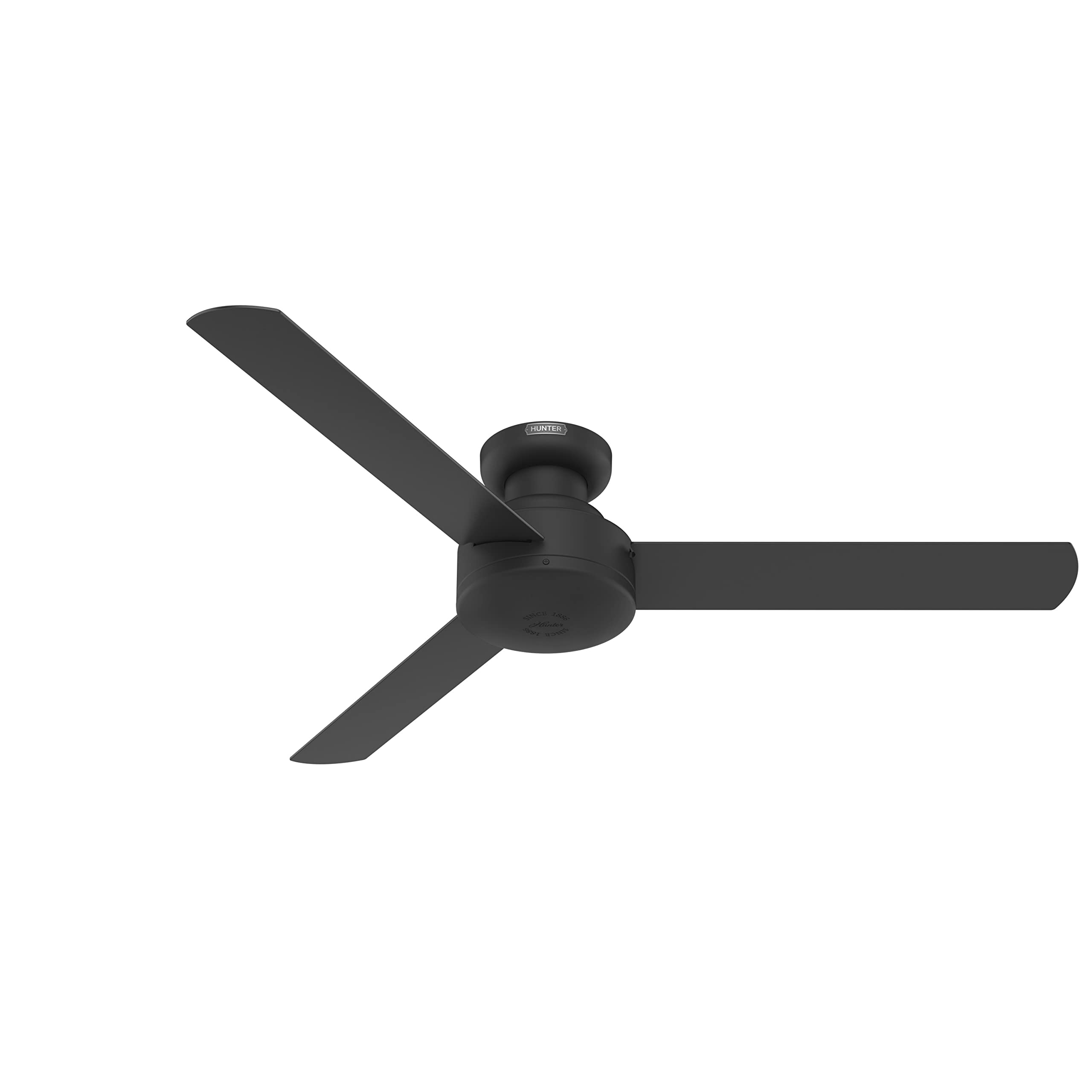 Hunter 52 Inch Ceiling Fan No Light Matte Black - Low Profile Flush Mount 3 Blades Wall Control Presto 52407
