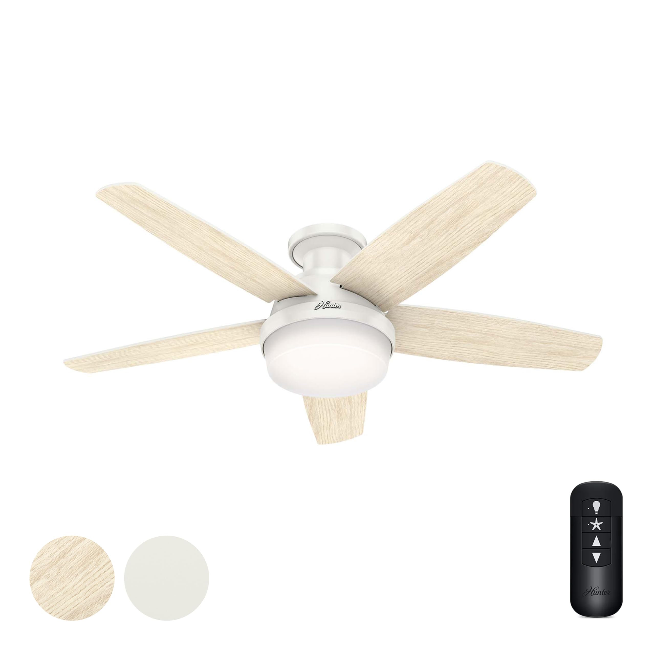 Hunter 48 Inch Low Profile Indoor Ceiling Fan with Light Kit & Remote Control