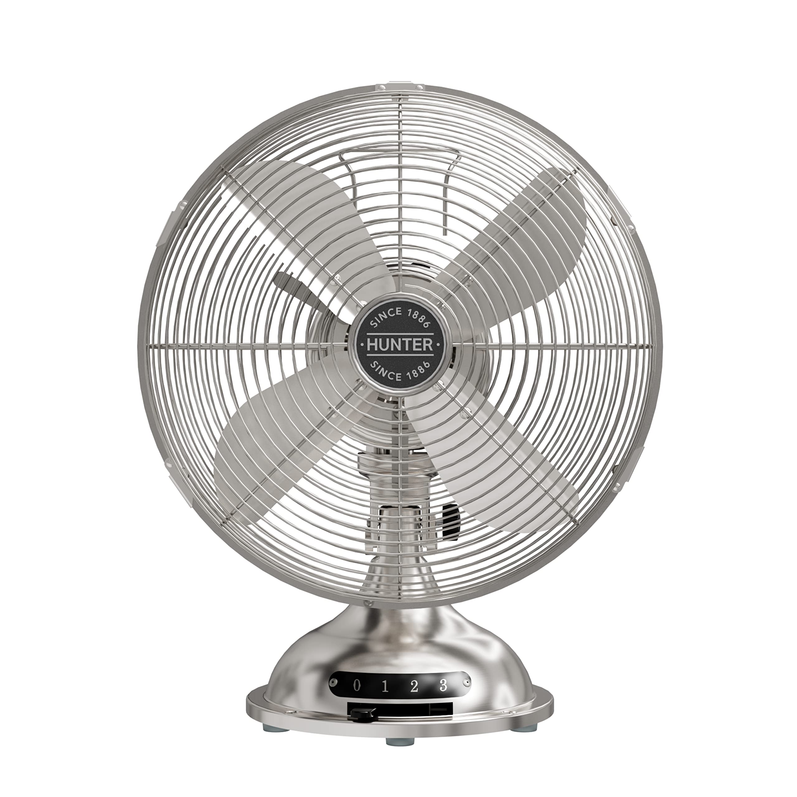 Hunter 12 Inch Portable Desk Fan, 3 Speeds, Brushed Nickel Finish 97315